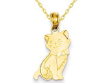 14K Yellow Gold Sitting Cat Pendant Necklace with Chain